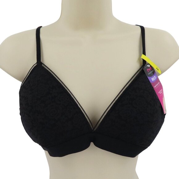 Maidenform Medium Med Pure Comfort Stretch Lace Bralette Solid Black DM203C NEW - Picture 1 of 14